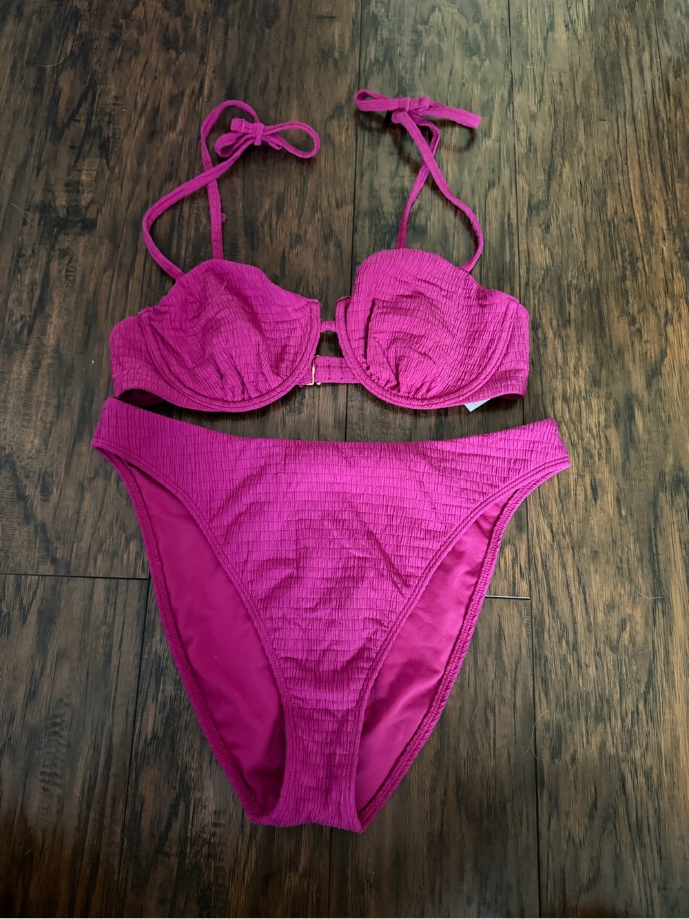 Abercrombie & Fitch Hot Pink Textured Bikini Set